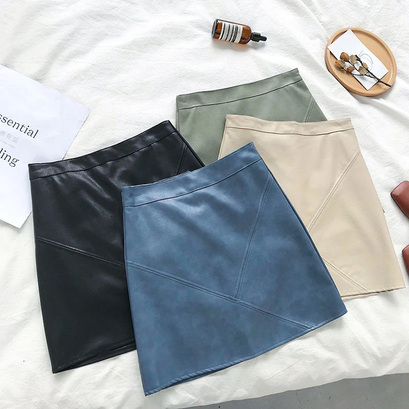 

Cheap wholesale 2019 new Autumn Winter Hot selling women's fashion casual sexy Leather skirt A301