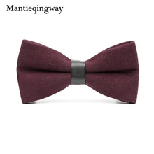 Mantieqingway классический сплошной Цвет Шерсть Марка бабочкой для Для мужчин свадебные шерсть Bowkont Для мужчин шеи галстук Повседневное зима галстуков Gravats