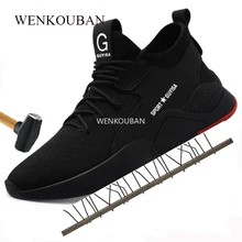 Защитная обувь; мужские рабочие ботинки; уличная зимняя обувь со стальным носком; Мужские дышащие кроссовки; нескользящие ботильоны; botas De Seguridad