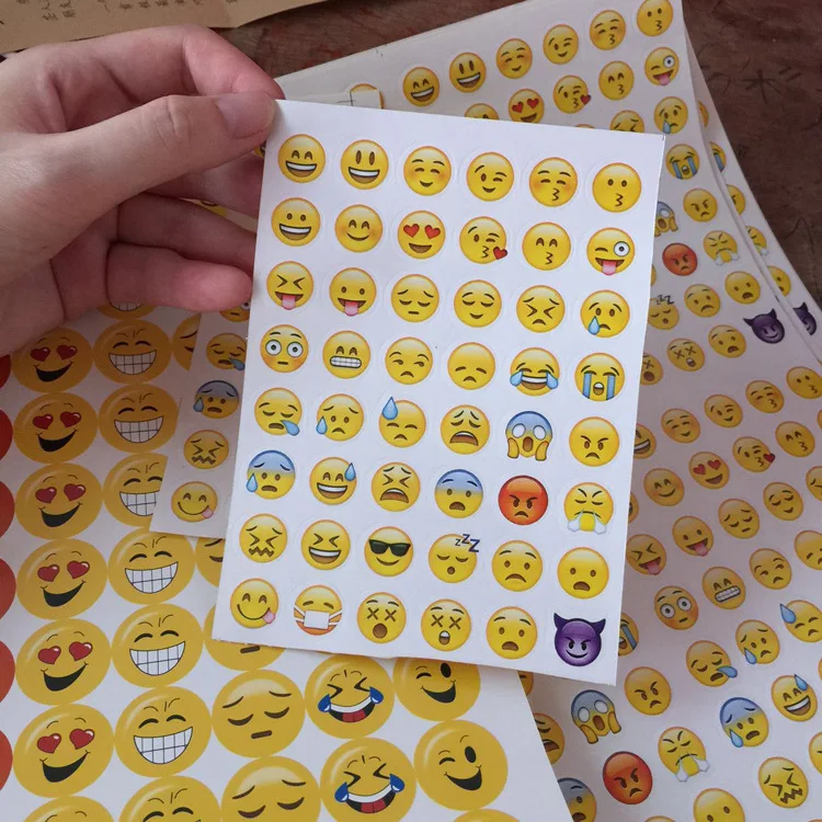 (1Sheet/Sell) Emoji Smile Face Diary Stickers Posted It Kawaii Planner Memo Scrapbooking Sticker Stationery Child Toy Stickers -