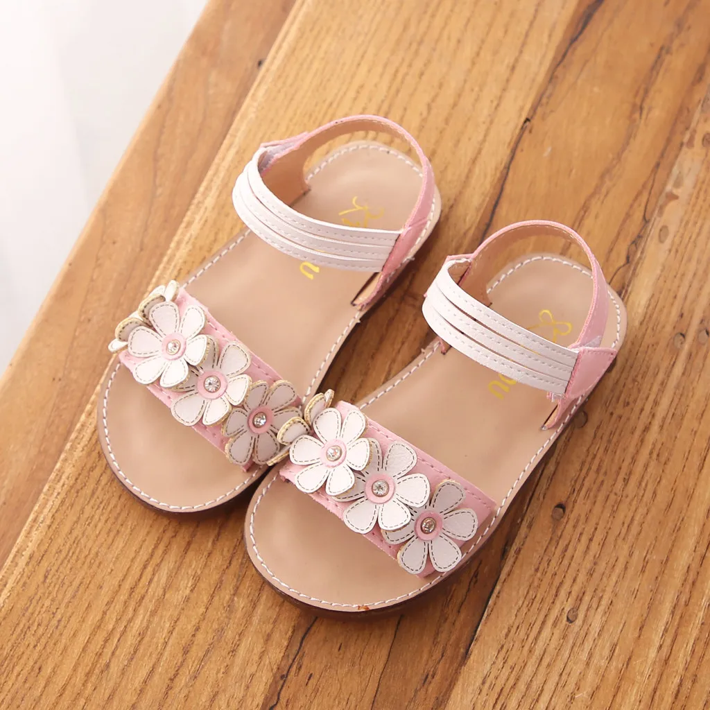 

Toddler Baby Girls children sandal Sandals Floral Sole Kids Children Princess Sandals Shoes Beach sandales 2019 New Flat shoe #3