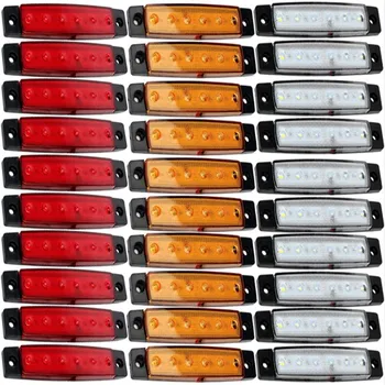 

12V/24V 6LED Yellow Red White Car Auto Truck Lorry Trailer Side Marker Indicators Turn Signal Lights Tail Warning Rear Light