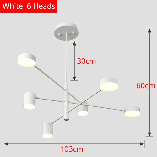 Современный светодиодный Люстра Потолочный светодиодный светильник люстра освещение для Гостиная столовая Спальня украшения осветительных приборов - Цвет абажура: White  6 Heads