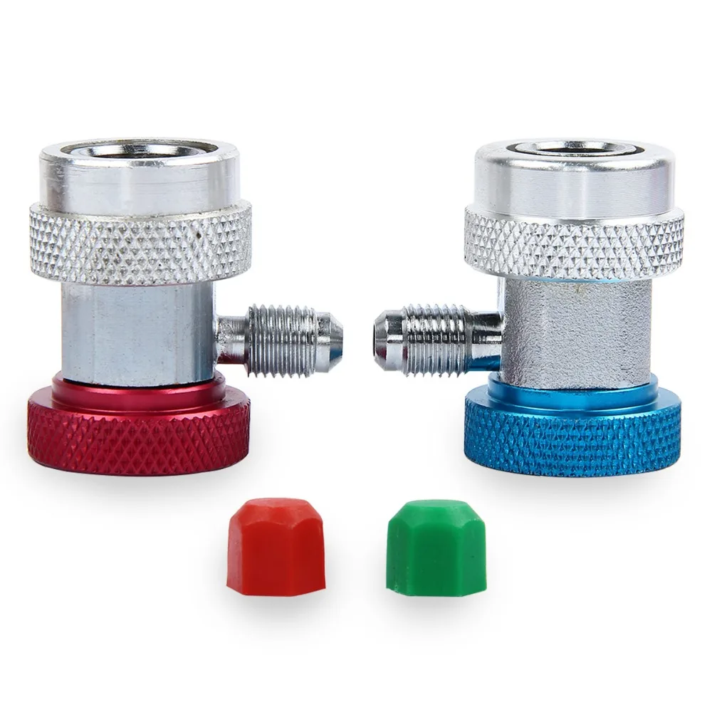 

2pcs New Nickel Plated Freon R134A Quick Couplers Adapter A/C Air Condition High Low Gas Connector