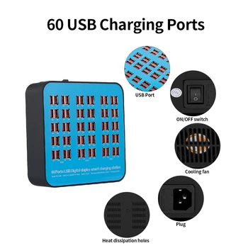 

Smart Charging Station with 60 Ports USB Charging Dock of Universal Compatibility Charging Station for Office and Family Use