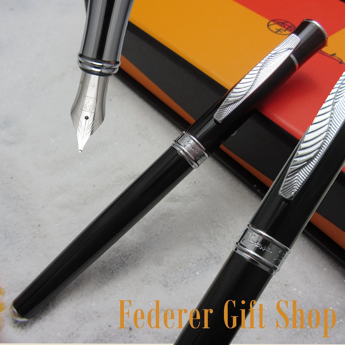 Real Picasso 900 Black Fountain Pen Metal Case F nib Unique Clip Gift