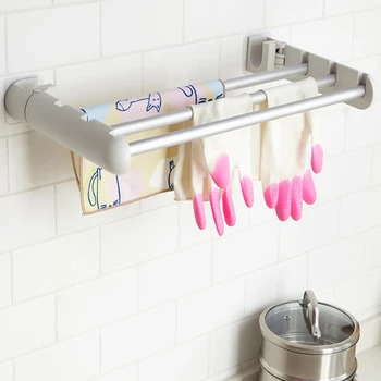 

Home Sticker Wall Hanging Design Three-bar Hanging Towel Rack Foldable Bath Towel Rack Active Bathroom Towel Holder Towel Shelf