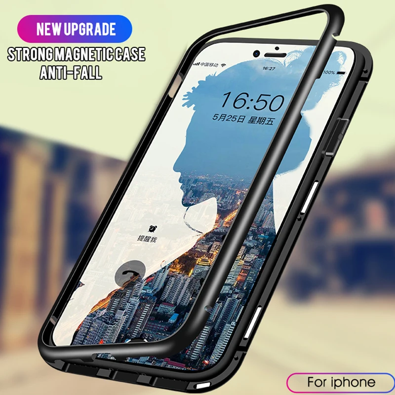 

Luxury Strong Magnetic Adsorption Flip Case For iPhone X XS Max XR Anti-fall Cover Case For iPhone 7 8 plus 6 6s Magnetic Shell