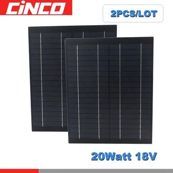

2PCS X Poly Panel Solar 18V 20W 1.1A PET monocrystalline Mini Solar Cell charge for 12V battery Charger 20Watts