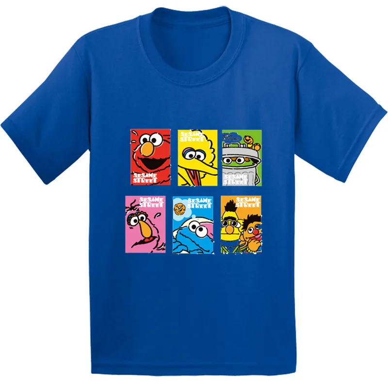 

100% Cotton,Cartoon Sesame Street Kids T shirt Boys/Girls Cookie Monster and Elmo Pattern T-shirt Baby Funny Clothes SHIRT