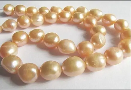 

0001217 11-14mm Natural South sea gold pink tomato pearl necklace