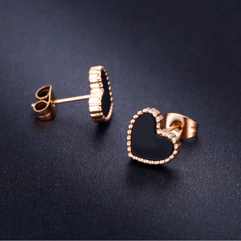 

Heart Shape Stud Earring For Woman Rose Gold Color Pure Stainless Steel Shell Love Stud Earring Not Fade Drop Shipping