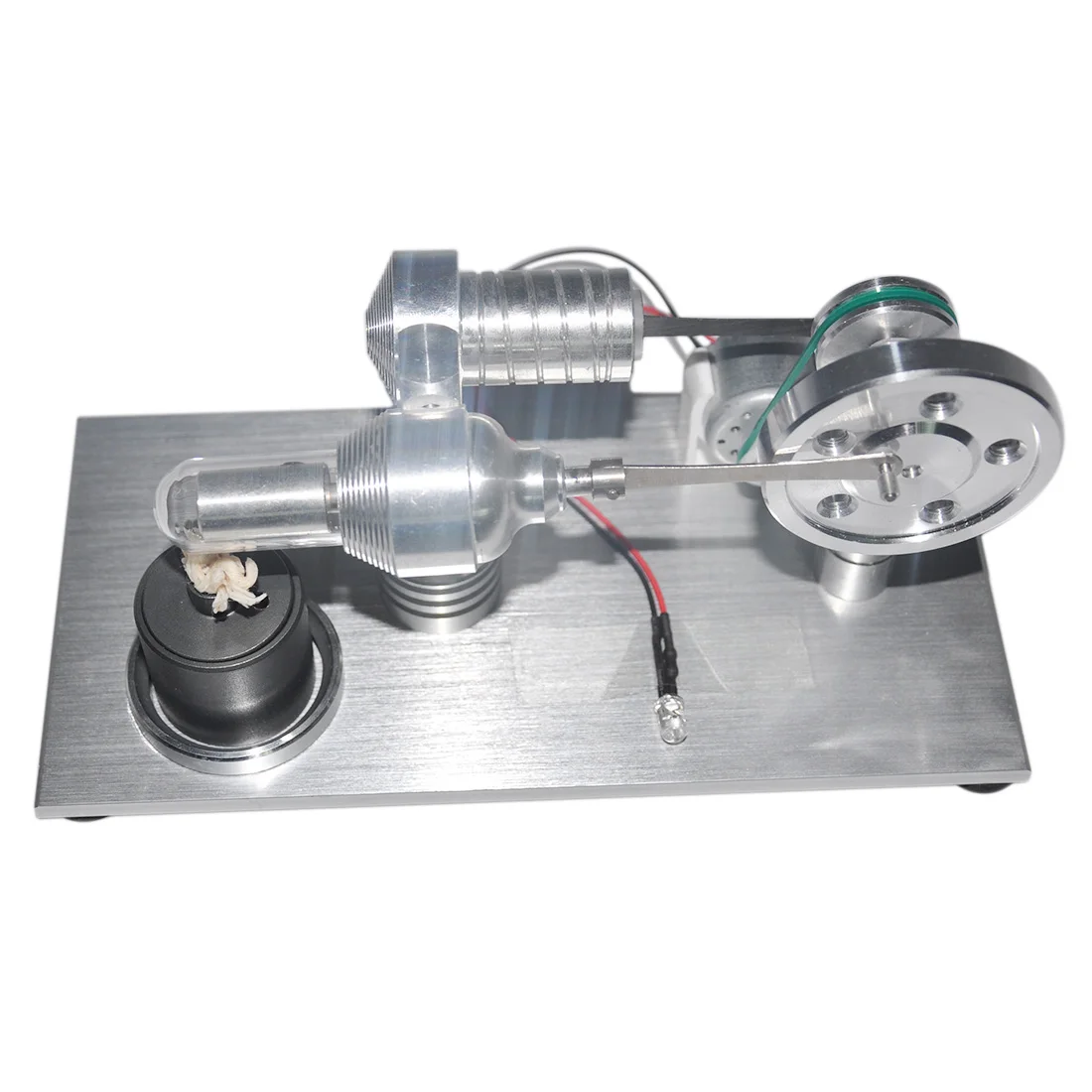 Single Cylinder Stirling Engine Model Toy Metal Alcohol Lamp With Colorful Led