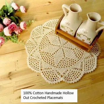 

Set of 4 100% Cotton Handmade Crocheted Hollow Out Design Table Placemat 12'x12' Washable Table Decoration for Everyday Use