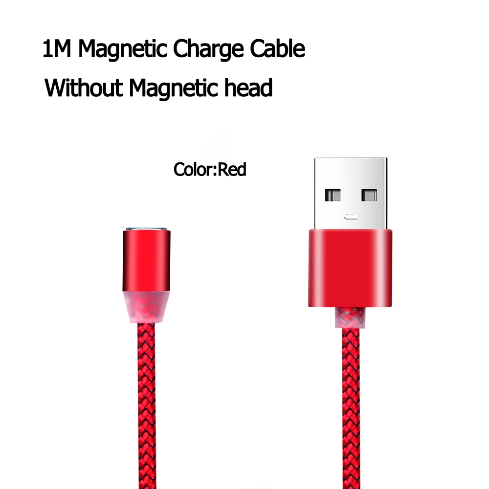 Универсальный 1 м Магнитный зарядный кабель Micro USB кабель для IPhone XR XS Max X Magnet charger usb type C кабель светодиодный провод для зарядки - Цвет: Only Red Cable