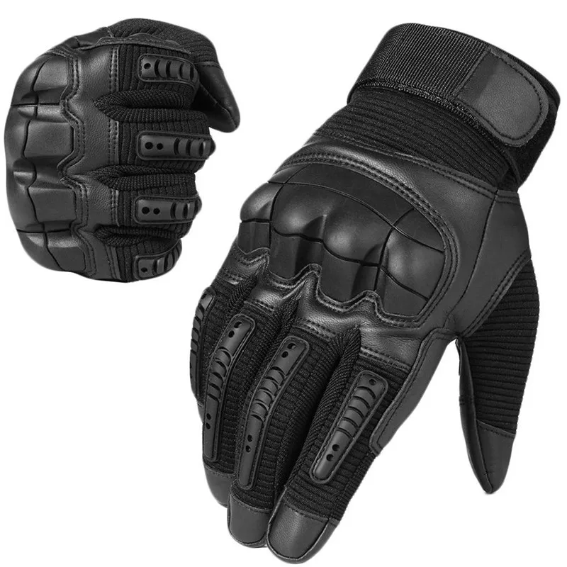 

1 Pair Motorcycle Gloves Motorcycle Touch Screen Rubber Hard Knuckle Leather Full Finger Gloves Motorbike Tactical Riding Gloves