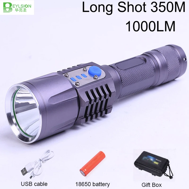 

1XUSB Rechargeable LED flashlights Long shot 350m torch Adjustable Focus Aluminium Alloy super Flashlight lampe torche