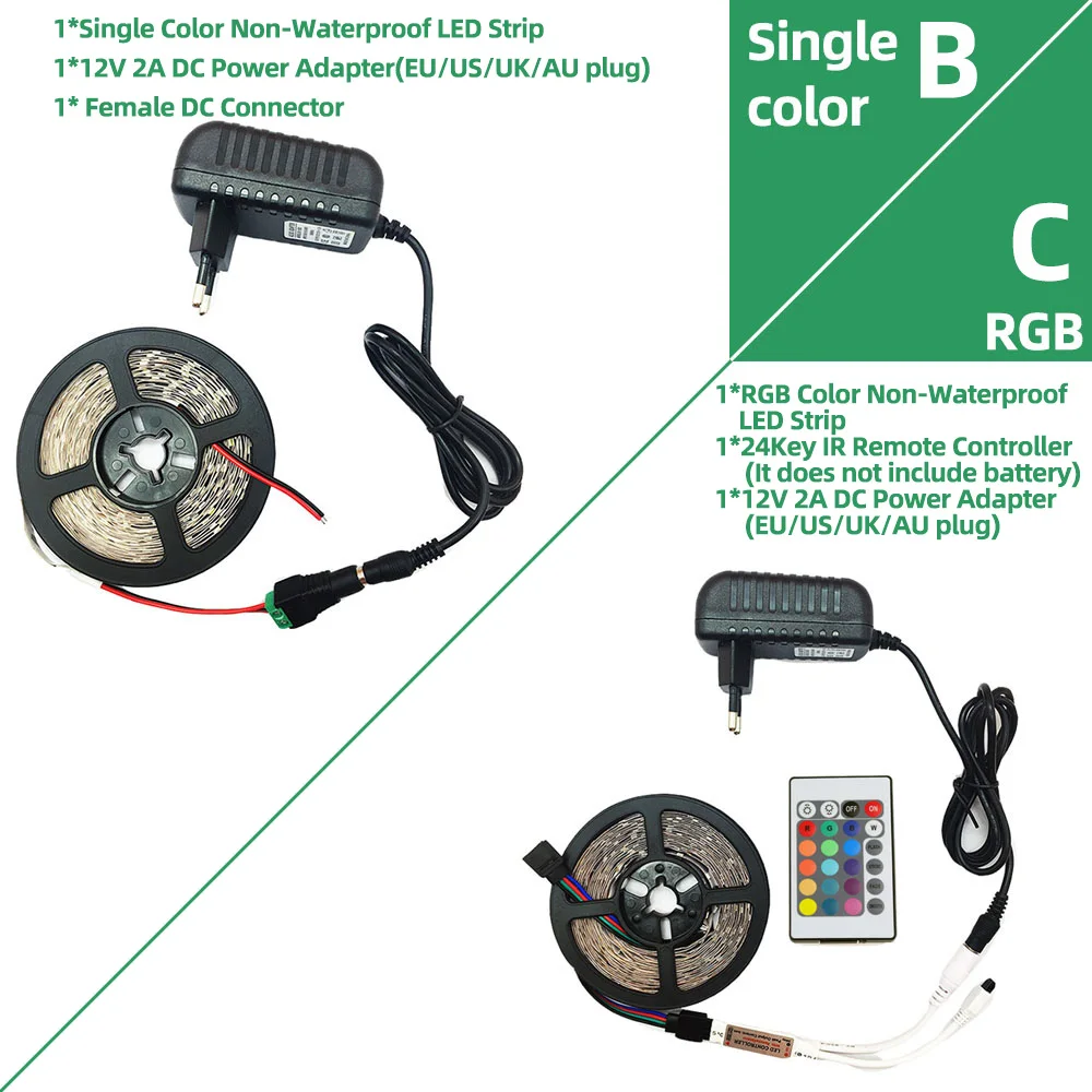 DC 12 V 5 M неводонепроницаемый RGB светодиодный светильник 2835 Светодиодный лента гибкая лента 300 светодиодный s подсветка экрана 60 Светодиодный s/M