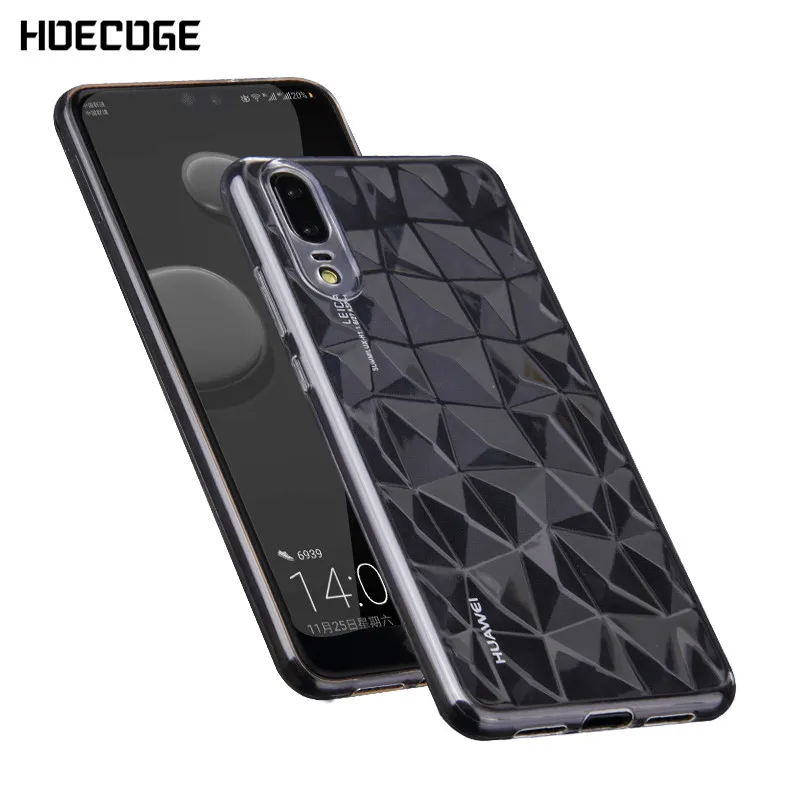 HOECOGE Diamond Texture Mobile Phone Cases For Huawei P20 lite TPU Protective Cover Pro Transparent Coque Fundas | Мобильные