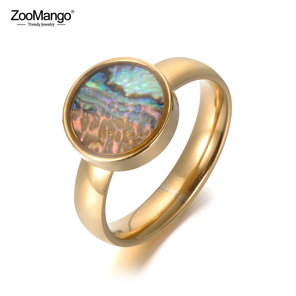 

ZooMango Simple Round Shell Stainless Steel Ring For Women Gold/White Color Wedding Engagement Ring Jewelry Gifts Anneau ZR18060
