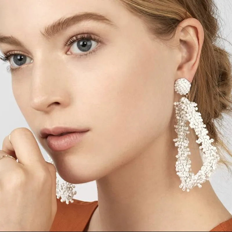 Dvacaman Boho Ethnic Large Tassel Fringe Earrings 2019 Handmade Big Beads Statement Earrings Party Dangle Drop Earrings Gift A33