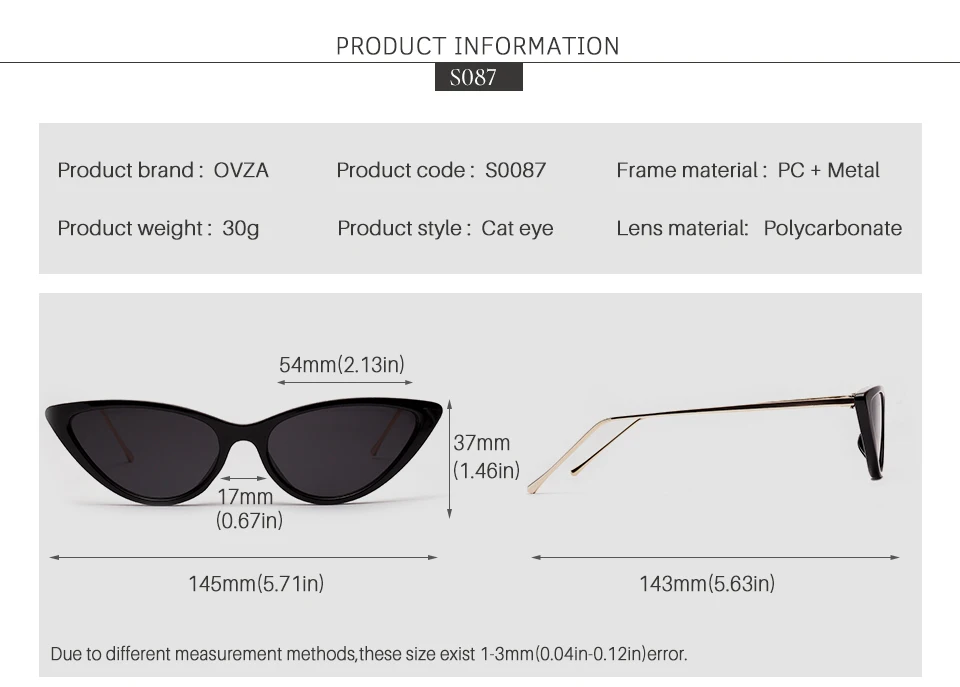 OVZA новые винтажные кошачий глаз солнцезащитные очки для женщин узкие панк Солнцезащитные очки Ретро женские очки UV400 S0087