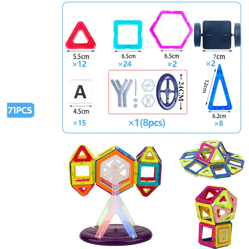 Большой Размеры магнитных блоков Магнитный конструктор Строительство игрушки набор магнит дошкольные Развивающие игрушки для малышей