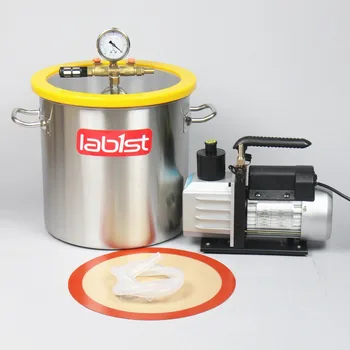 

5.5 Gallon (21 Liter) Vacuum chamber Kit with 6CFM(2.7L/s) 220V Vacuum Pump, 30cm*30cm Stainless Steel Vacuum Degassing Chamber