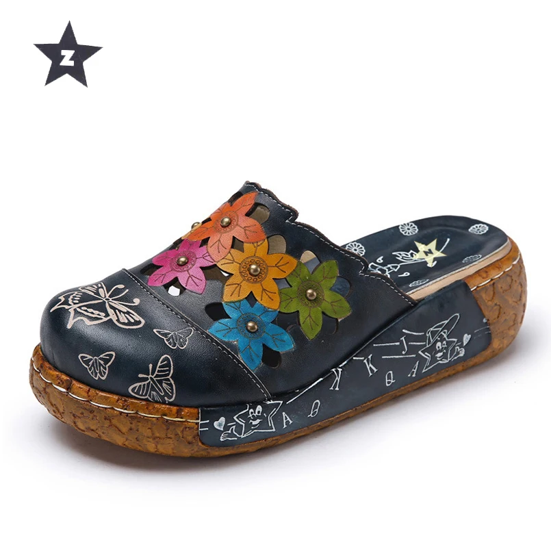 

Z Women Slippers Summer Sandals Flip Flop Beach Slippers Ethnic Floral Thick Heel Platform Sandals Women Casual Shoes Zapatillas