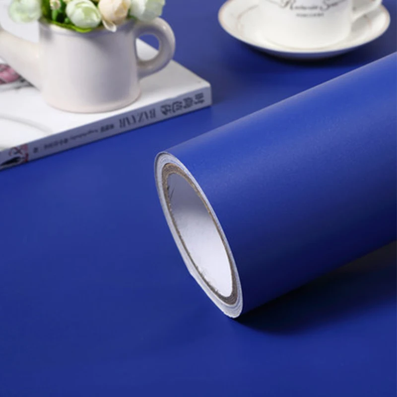3 м/5 м матовый сплошной цвет обои рулон мебель шкаф обновления наклейки гостиная спальня винил самоклеющиеся настенный Декор - Цвет: Blue