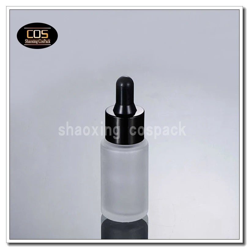 Gota de Vidro com Conta-gotas de Vidro Geada Garrafa Preto Atacado Frasco Frascos 20 ml