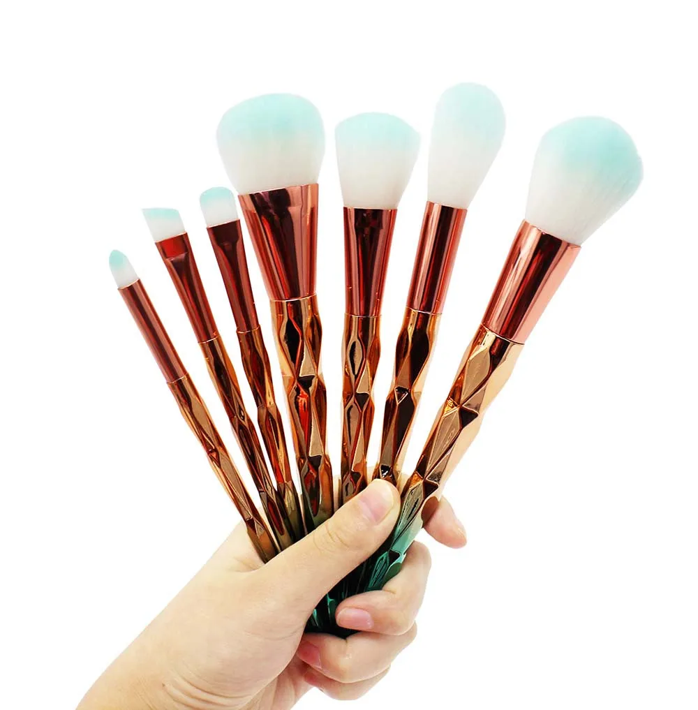 7PCS Rose gold makeup brushes set Foundation Eyebrow Eyeliner Blush