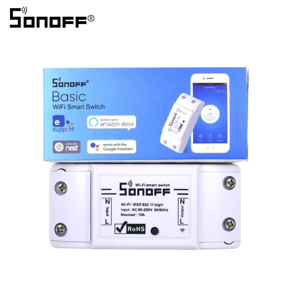 SONOFF базовый Wifi переключатель DIY пульт дистанционного управления для Alexa/Ewelink умный дом переключатель автоматизации 220 В 10 А релейный модуль все совместимы