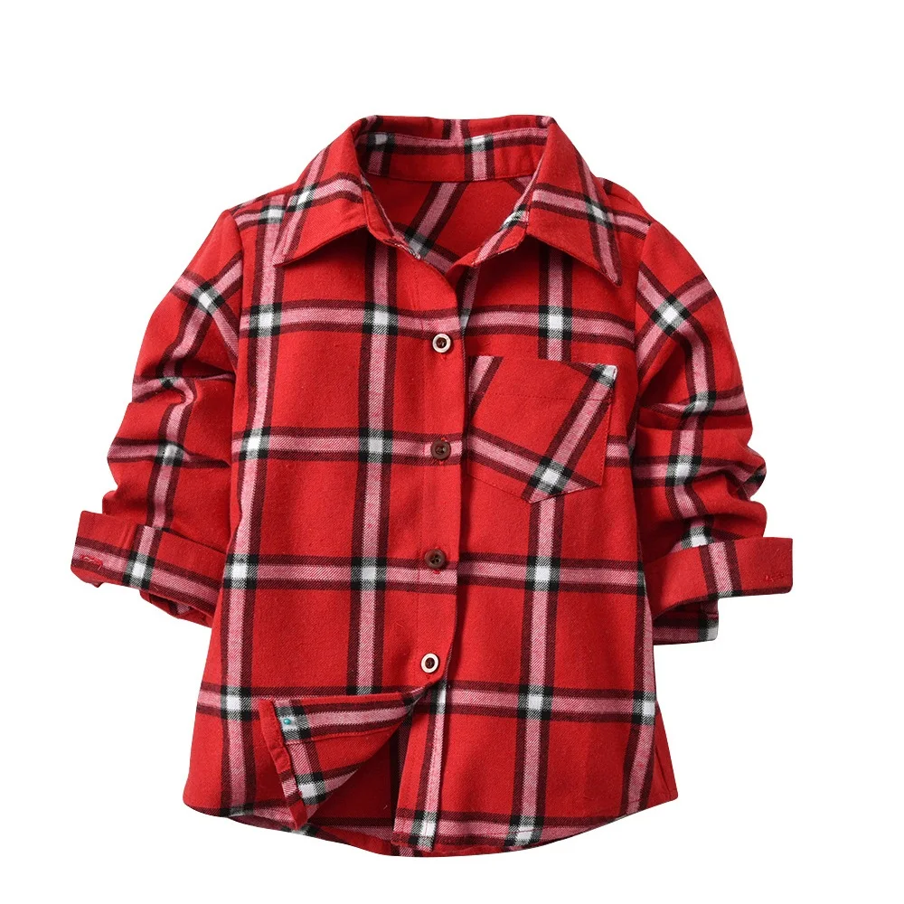 boys shirts with long sleeves spring kids baby boy casual red plaid ...