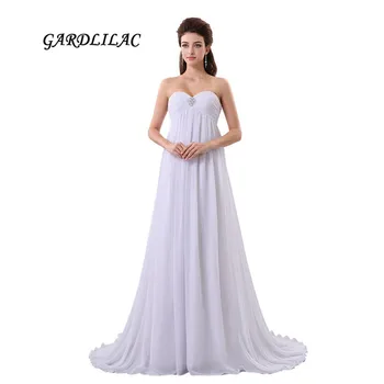 

2019 New Off-Shoulder White Beach Wedding Dresses 2019 Chiffon Plus Size Bridal Gown Long Prom Gown with Crystal