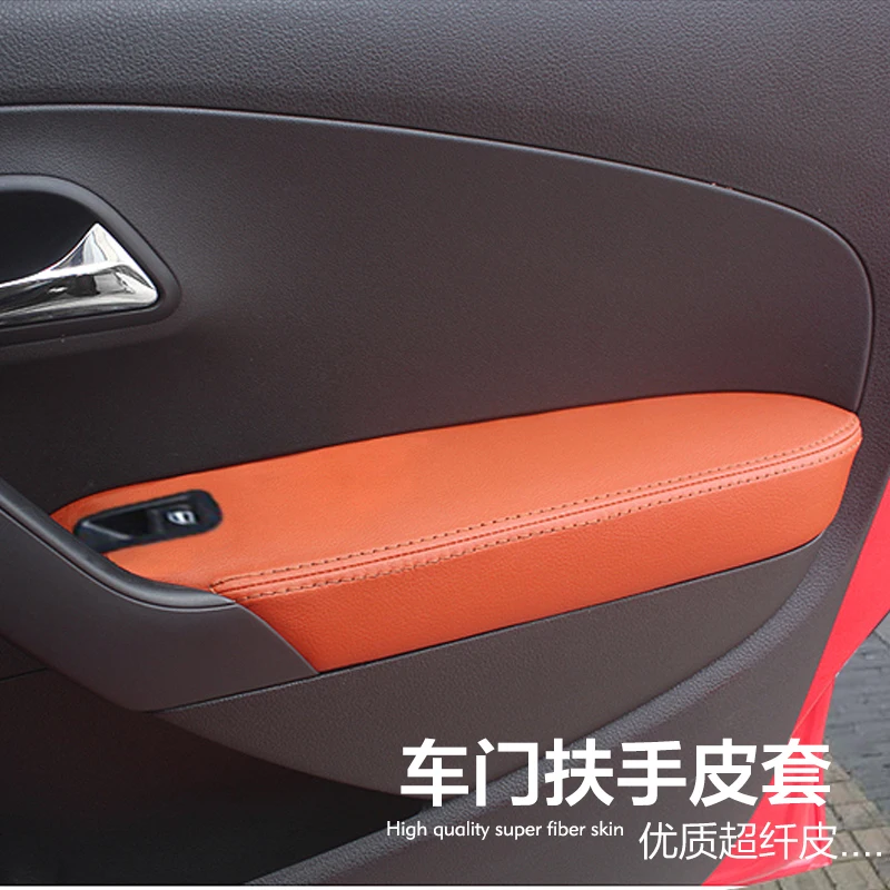 4 шт. микрофибра кожа межкомнатные двери подлокотник Крышка для Volkswagen POLO хэтчбек 2011 12 13 14 15 16 AAB064