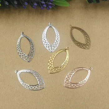 

20x37mm Filigree Flower Link Wraps Connectors European Charms Hair Clasp Bu Yao Accessories DIY Findings Multi-Color Plated