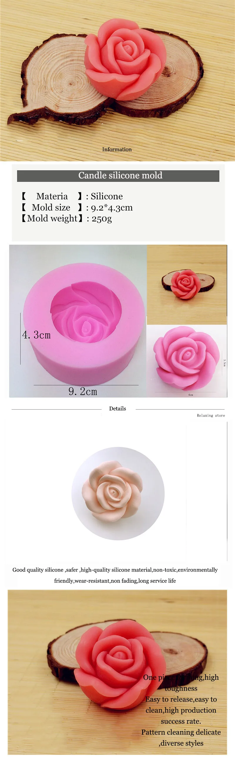 Большая роза кремния цветок свечи силиконовые формы для штукатурки для ручной работы силиконовая форма для мыла