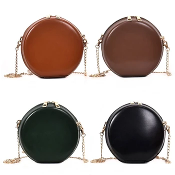 

THINKTHENDO New Women Fashion Round Crossbody Bags 2020 Messenger Chain Shoulder Bag Tote Leather Handbag Travel