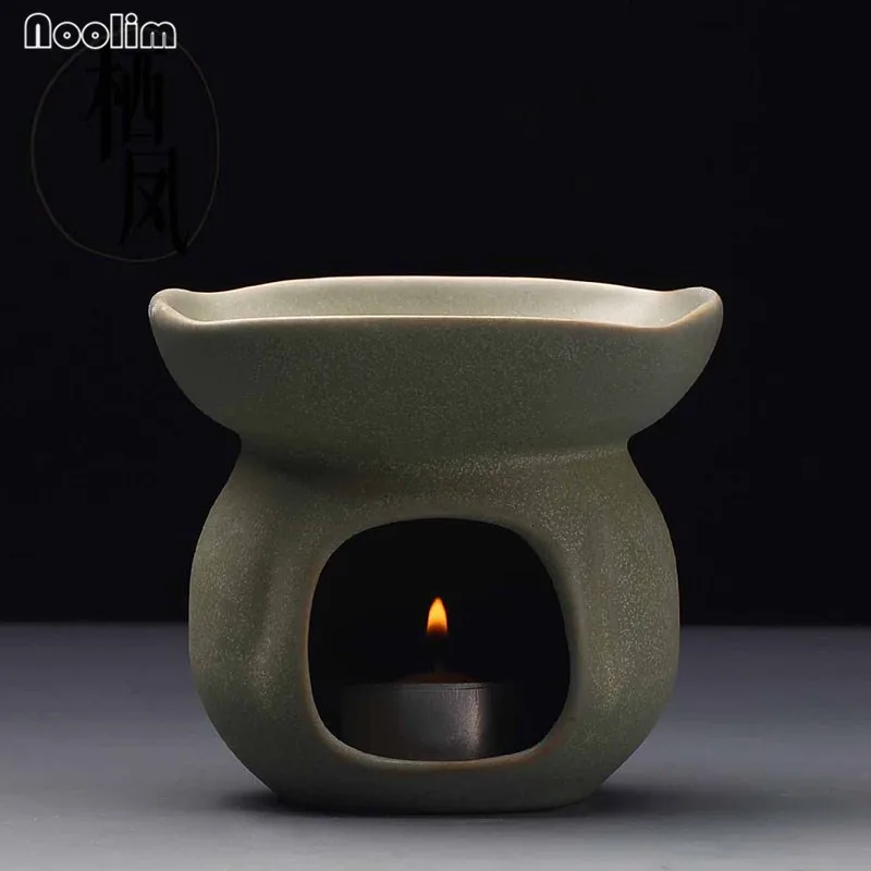 

NOOLIM Handmade Ceramic Pottery Oil Aroma Burner Aromatherapy Lamps Candle Holder Incense Burner Essential Oils Air Freshener