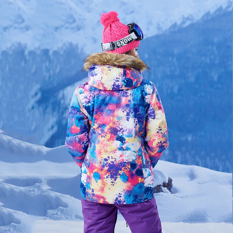 Лыжная куртка женская сноуборд куртки зимние пальто ветрозащитная Водонепроницаемая дышащая красочная Лыжная одежда