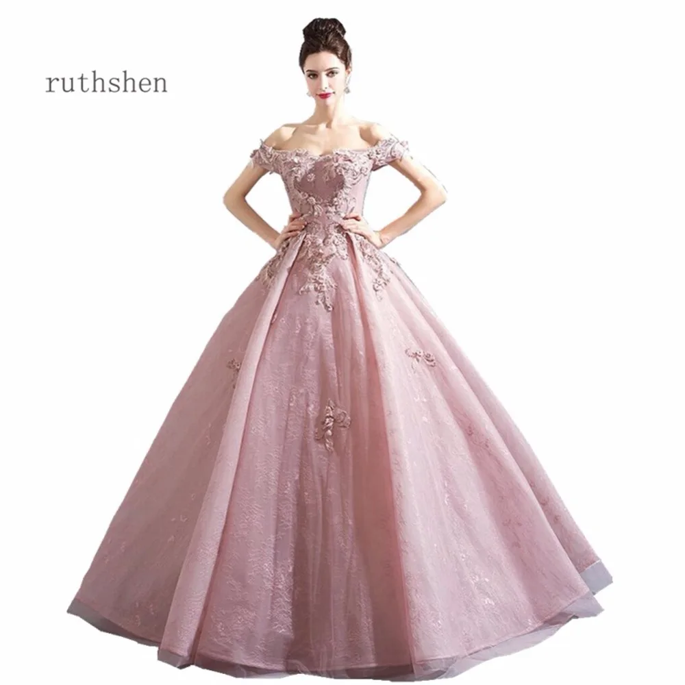 

ruthshen Luxury 2018 Sweet 16 Teens Prom Dresses Floor Length New Appliques Party Gown Evening Dress Vestidos De Festa For Event