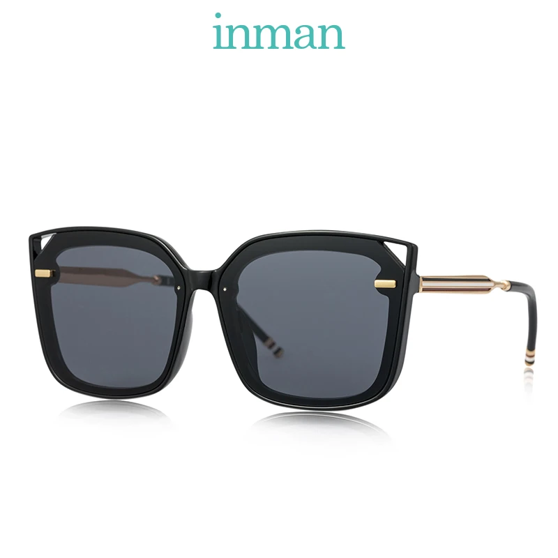 Модные женские солнцезащитные очки INMAN с уникальным отверстием - Цвет линз: Black grey
