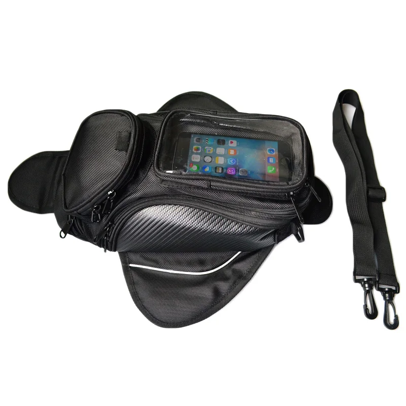 Bolsa para Tanque de Combustível Bolsa de Ombro Tanque de Óleo Magnética à Prova D’água com Alforje Motocicleta Nova Preta