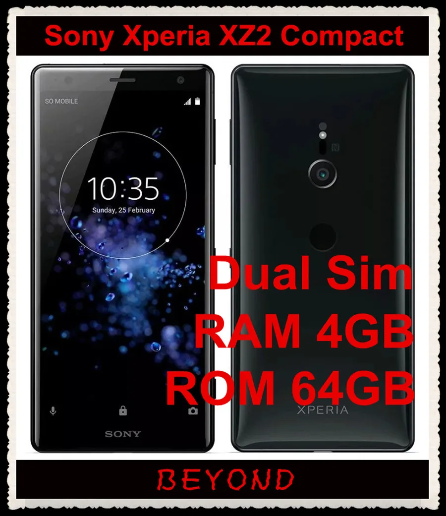 Sony Xperia XZ2 Compact Dual H8324,, разблокирован, GSM, две sim-карты, LTE, Android, четыре ядра, ram, 4 Гб rom, 64 ГБ, 5,0 дюйма, 19 МП, отпечаток пальца