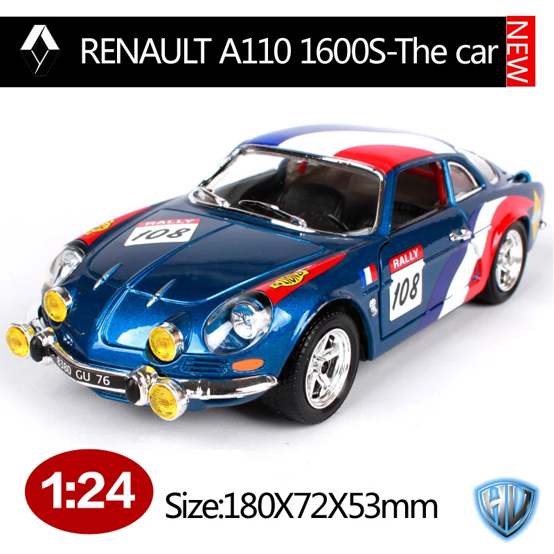 Bburago 1:24 Renault A110 1600s автомобиль литой под давлением 180*72*53 мм гоночный автомобиль Коллекционирование синий модели автомобилей для мужчин 22022 - Цвет: blue wine car model