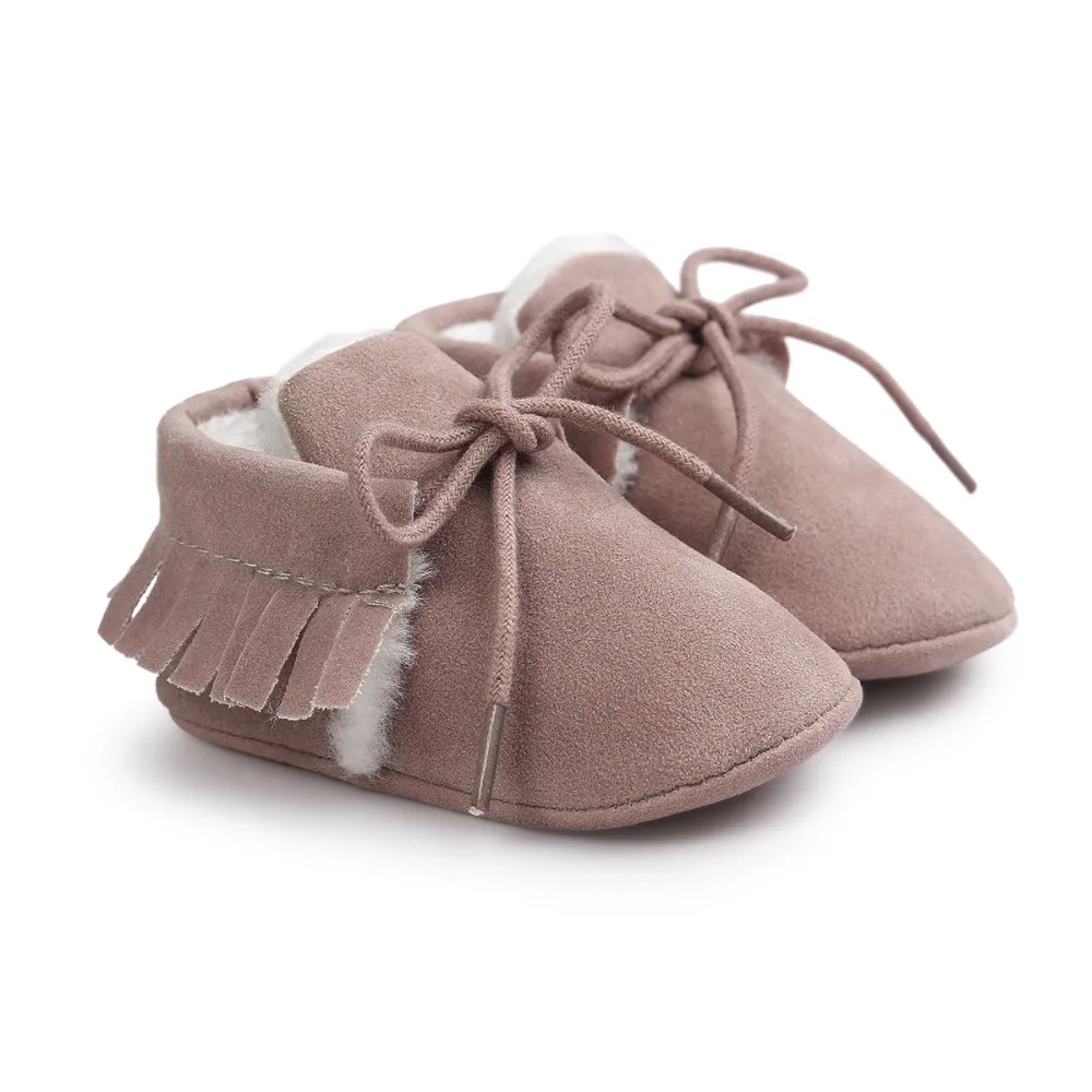 Romirus/искусственная замша детская обувь на шнуровке одежда для малышей Мокасины с мехом зима сохранить теплые ботинки обувь на мягкой