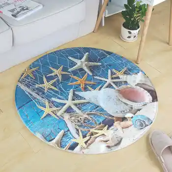 

Starfish and shells Round Carpet Living Room Computer Chair Area Rug Children Play Tent Floor Mat Cloakroom Rugs And Carpets