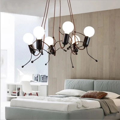 

Creative Iron Pendant Lights Human Lampshade Luminaire Industrial Home Decor Hanging Lamp Restaurant Living Room Light Fixtures