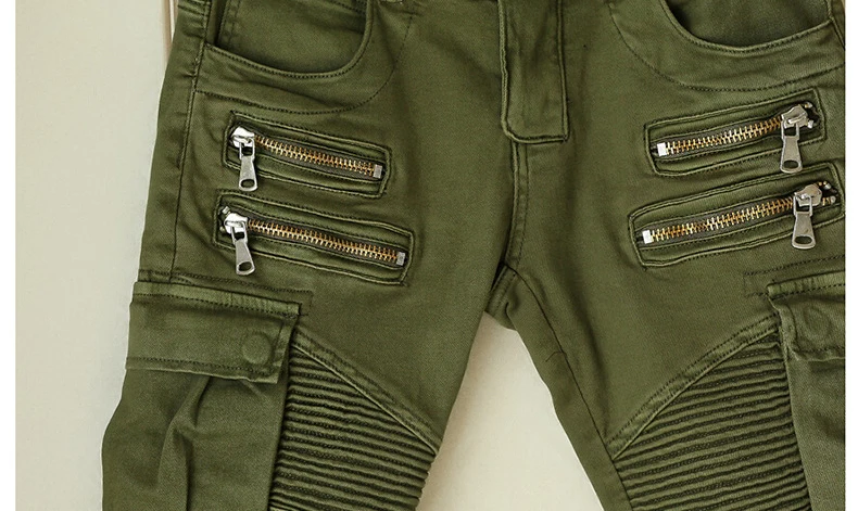 olive biker jeans